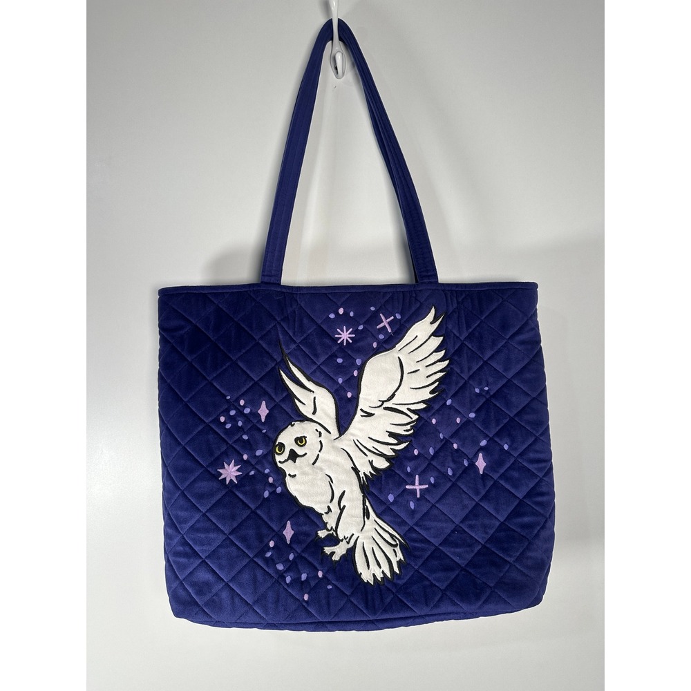 Vera Bradley Harry Potter Hedwig Purple Quilted Velvet Tote Bag Celestial Owl